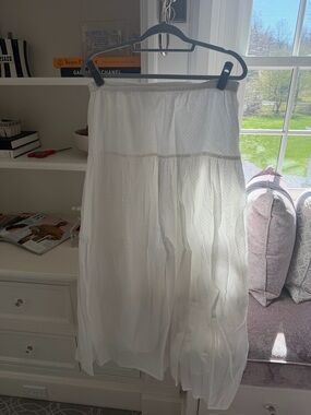 White Tiered Midi Skirt - Lightweight Summer Style